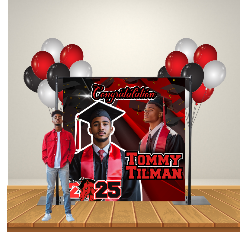 "Go Big or Graduate Boring – Custom 8x8ft Graduation Banner!"